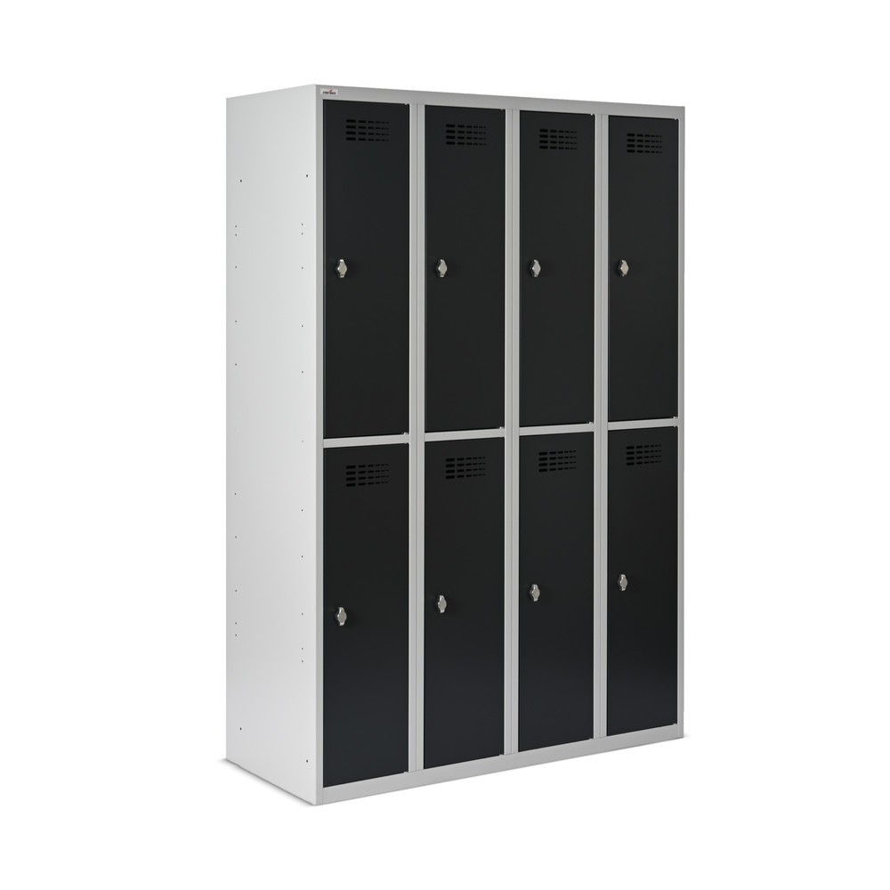 Zdjęcie produktu nr 6: Szafka Steinbock® podłogowa, 2 piętra, 8 komór, zamek/zamknięcie z ryglem obrotowym, wys. x szer. x gł. 1800 x 1200 x 500 mm, jasnoszary/antracytowoszary