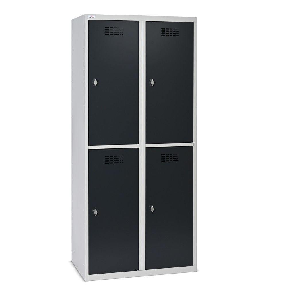 Zdjęcie produktu nr 1: Szafka Steinbock® podłogowa, 2 piętra, 4 komory, zamek/zamknięcie z ryglem obrotowym, wys. x szer. x gł. 1800 x 800 x 500 mm, jasnoszary/antracytowoszary