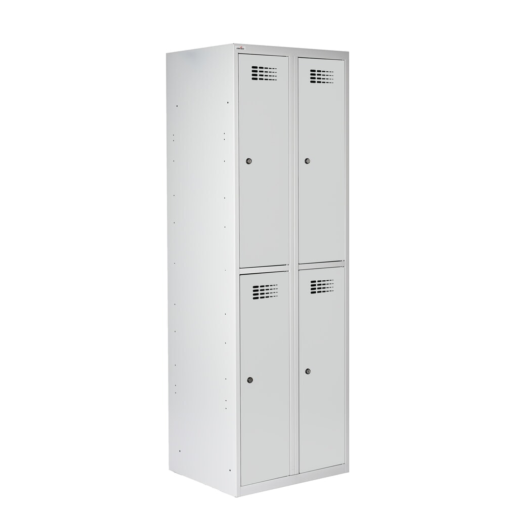 Zdjęcie produktu nr 6: Szafka Steinbock® podłogowa, 2 piętra, 4 komory, zamek cylindryczny, wys. x szer. x gł. 1800 x 600 x 500 mm, jasnoszary/antracytowoszary