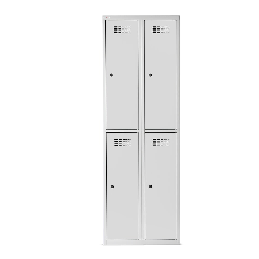 Zdjęcie produktu nr 9: Szafka Steinbock® podłogowa, 2 piętra, 4 komory, zamek cylindryczny, wys. x szer. x gł. 1800 x 600 x 500 mm, jasnoszary/antracytowoszary