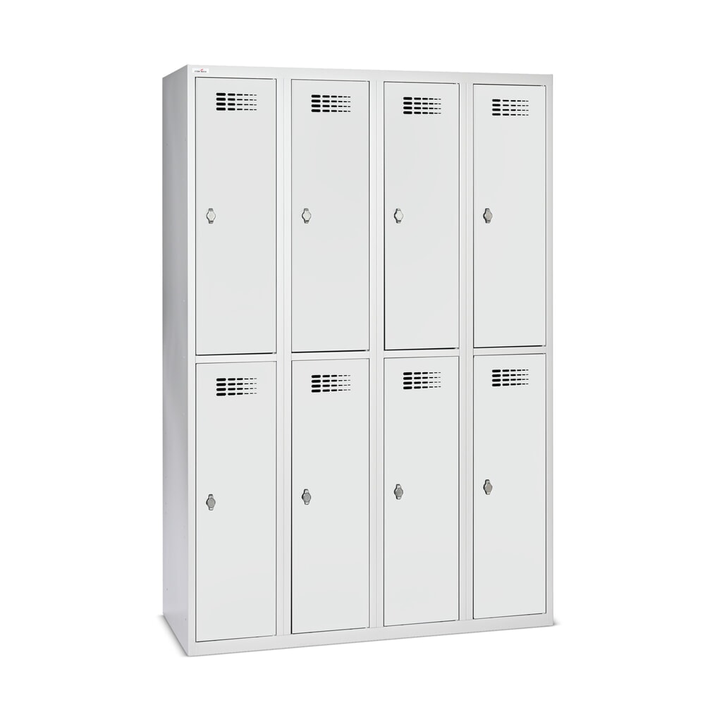 Zdjęcie produktu nr 1: Szafka Steinbock® podłogowa, 2 piętra, 8 komór, zamek/zamknięcie z ryglem obrotowym, wys. x szer. x gł. 1800 x 1200 x 500 mm, jasnoszary/antracytowoszary