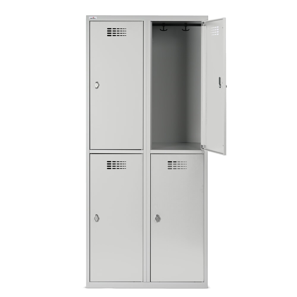 Zdjęcie produktu nr 7: Szafka Steinbock® podłogowa, 2 piętra, 4 komory, zamek/zamknięcie z ryglem obrotowym, wys. x szer. x gł. 1800 x 800 x 500 mm, jasnoszary/antracytowoszary