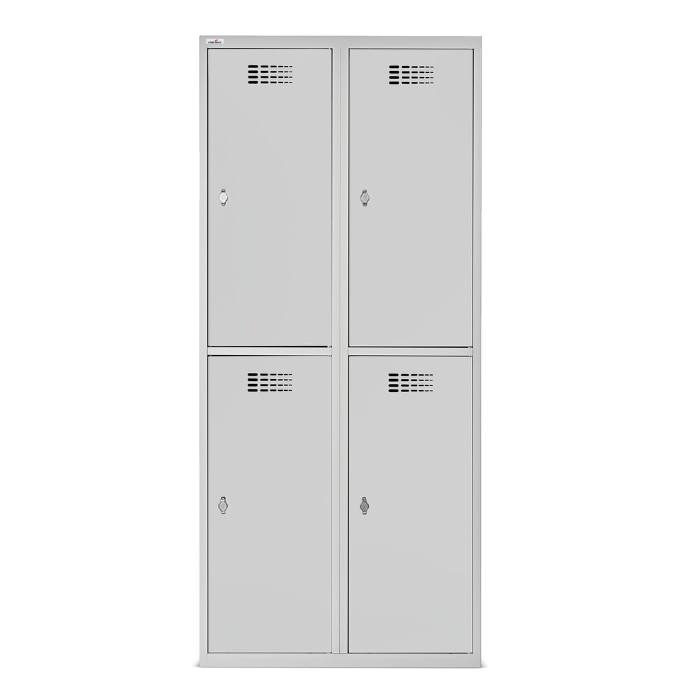 Zdjęcie produktu nr 8: Szafka Steinbock® podłogowa, 2 piętra, 4 komory, zamek/zamknięcie z ryglem obrotowym, wys. x szer. x gł. 1800 x 800 x 500 mm, jasnoszary/antracytowoszary
