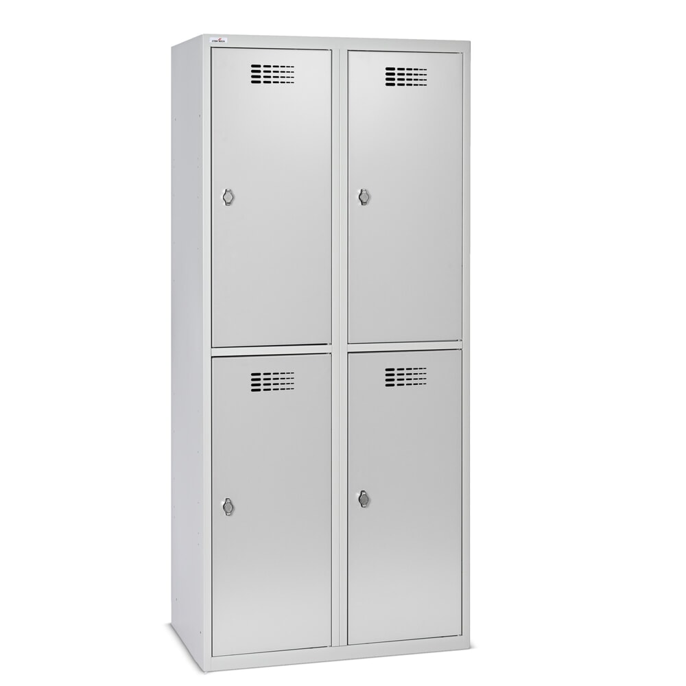 Zdjęcie produktu nr 1: Szafka Steinbock® podłogowa, 2 piętra, 4 komory, zamek/zamknięcie z ryglem obrotowym, wys. x szer. x gł. 1800 x 800 x 500 mm, jasnoszary/antracytowoszary