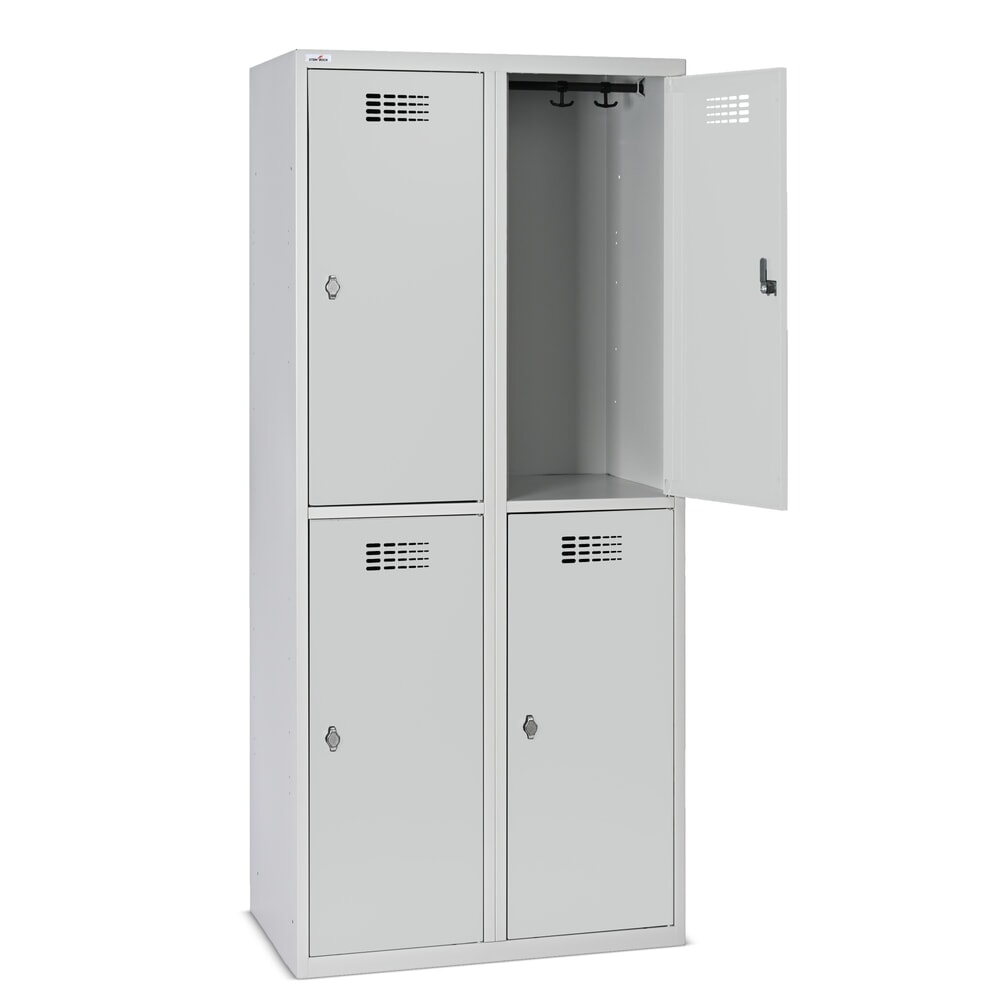 Zdjęcie produktu nr 9: Szafka Steinbock® podłogowa, 2 piętra, 4 komory, zamek/zamknięcie z ryglem obrotowym, wys. x szer. x gł. 1800 x 800 x 500 mm, jasnoszary/antracytowoszary