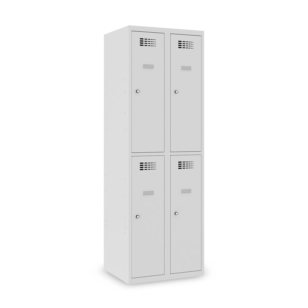 Zdjęcie produktu nr 1: Szafka Steinbock® podłogowa, 2 piętra, 4 komory, zamek/zamknięcie z ryglem obrotowym, wys. x szer. x gł. 1800 x 600 x 500 mm, jasnoszary/antracytowoszary