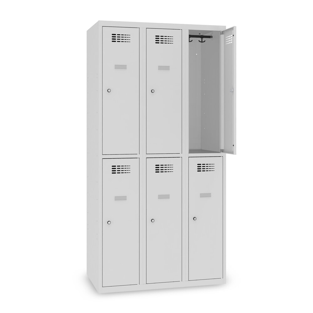 Zdjęcie produktu nr 1: Szafka Steinbock® podłogowa, 2 piętra, 6 komór, zamek cylindryczny, wys. x szer. x gł. 1800 x 900 x 500 mm, jasnoszary/antracytowoszary