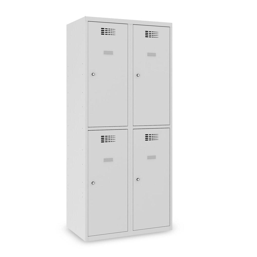Zdjęcie produktu nr 1: Szafka Steinbock® podłogowa, 2 piętra, 4 komory, zamek cylindryczny, wys. x szer. x gł. 1800 x 800 x 500 mm, jasnoszary/antracytowoszary