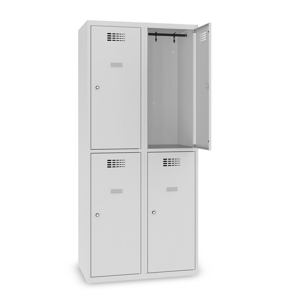 Zdjęcie produktu nr 6: Szafka Steinbock® podłogowa, 2 piętra, 4 komory, zamek cylindryczny, wys. x szer. x gł. 1800 x 800 x 500 mm, jasnoszary/antracytowoszary