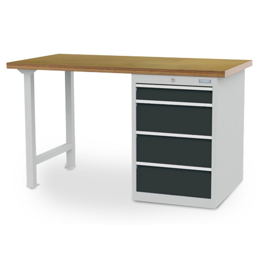 Zdjęcie produktu: Szeregowa ława warsztatowa Bedrunka+Hirth R 18-24, wys. x szer. x gł. 859 x 1500 x 750 mm, kolor jasnoszary, kolor antracytowoszary, 4 x szuflada 1 x 100 + 3 x 200 mm