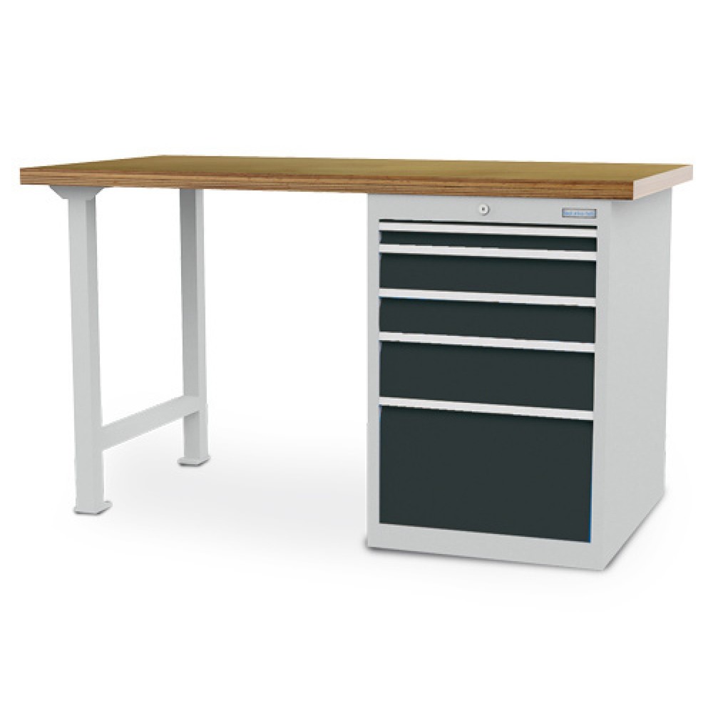 Zdjęcie produktu: Szeregowa ława warsztatowa Bedrunka+Hirth R 18-24, wys. x szer. x gł. 859 x 1500 x 750 mm, kolor jasnoszary, kolor antracytowoszary, 5 x szuflada 1 x 50 + 2 x 100 + 1 x 150 + 1 x 300 mm
