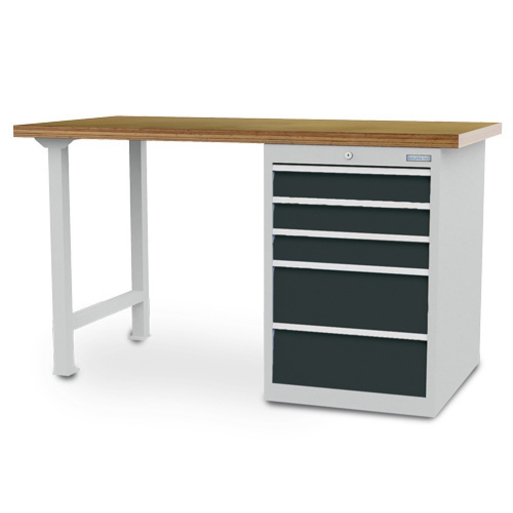 Zdjęcie produktu: Szeregowa ława warsztatowa Bedrunka+Hirth R 18-24, wys. x szer. x gł. 859 x 1500 x 750 mm, kolor jasnoszary, kolor antracytowoszary, 5 x szuflada 3 x 100 + 2 x 200 mm