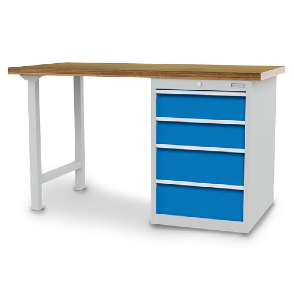 Zdjęcie produktu: Szeregowa ława warsztatowa Bedrunka+Hirth R 18-24, wys. x szer. x gł. 859 x 1500 x 750 mm, kolor jasnoszary, kolor jasnoniebieski, 4 x szuflada 2 x 150 + 2 x 200 mm