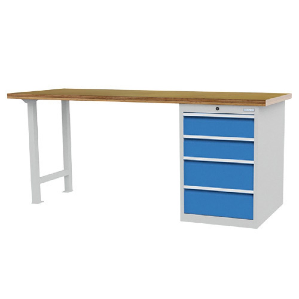 Zdjęcie produktu: Szeregowa ława warsztatowa Bedrunka+Hirth R 18-24, wys. x szer. x gł. 859 x 2000 x 750 mm, kolor jasnoszary, kolor jasnoniebieski, 4 x szuflada 2 x 150 + 2 x 200 mm, szerokość szuflady 450 mm