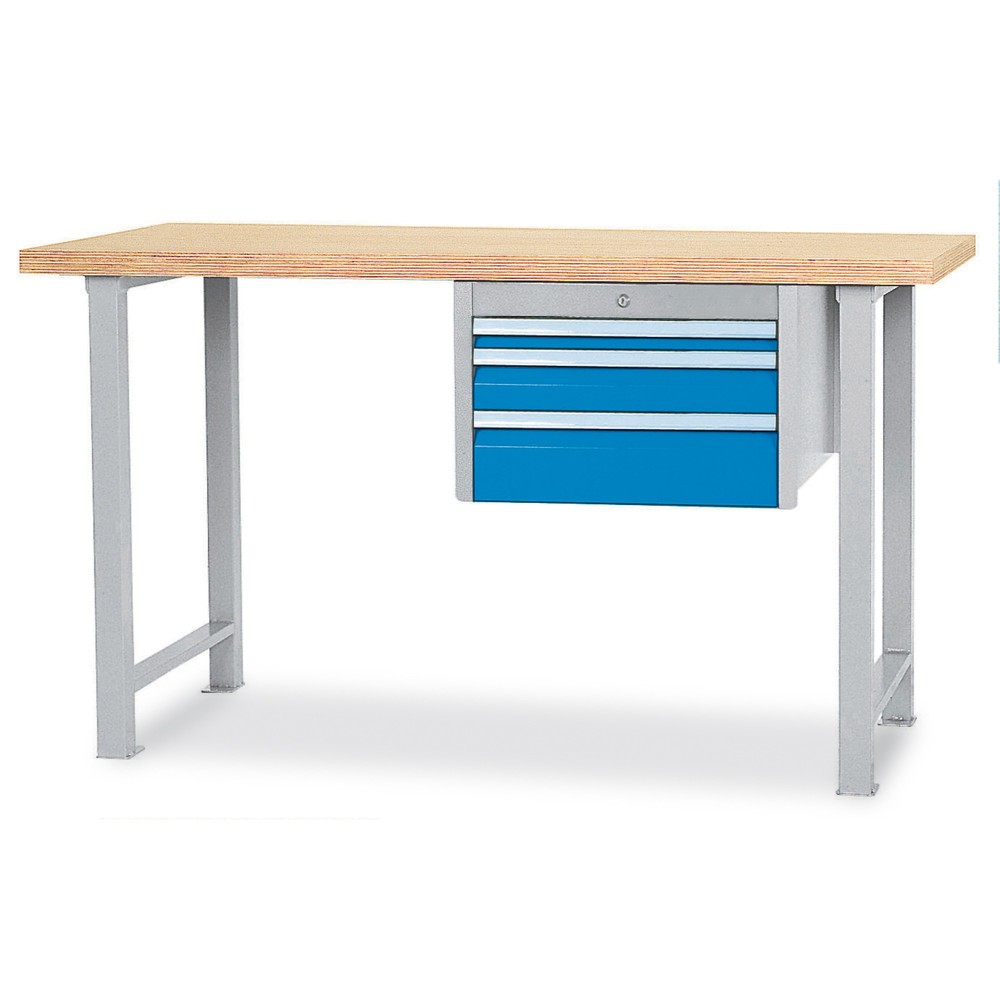 Zdjęcie produktu: Szeregowa ława warsztatowa Bedrunka+Hirth z 3 szufladami, udźwig 300 kg, wys. x szer. x gł. 859 x 2000 x 750 mm