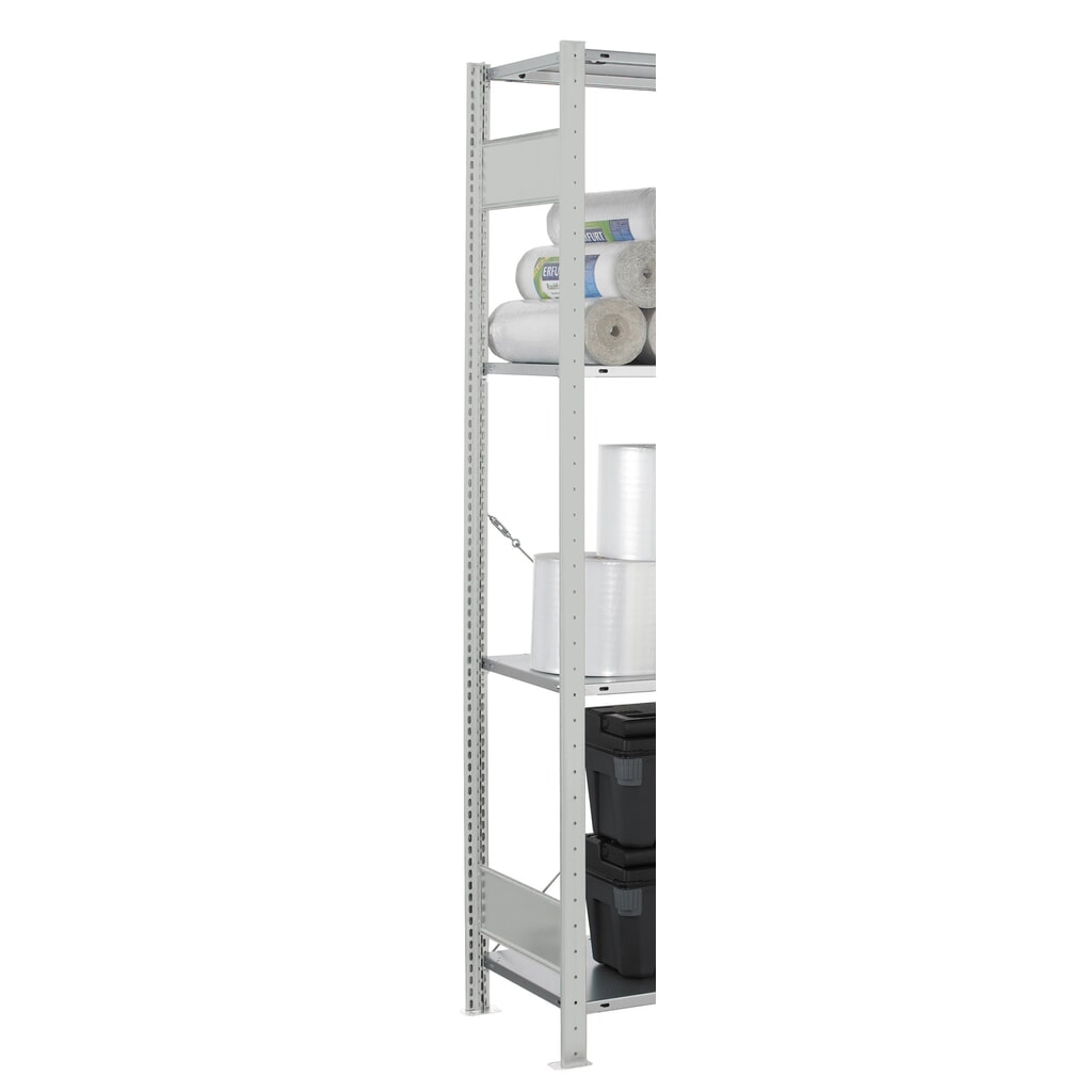 T-Profil-Rahmen MULTIplus für SCHULTE Fachbodenregal, lichtgrau, vormontiert, 2 Tiefenriegel, HxT 2.000 x 400 mm Produktabbildung Nr. 2: T-Profil-Rahmen MULTIplus für SCHULTE Fachbodenregal, lichtgrau, vormontiert, 2 Tiefenriegel, HxT 2.000 x 400 mm