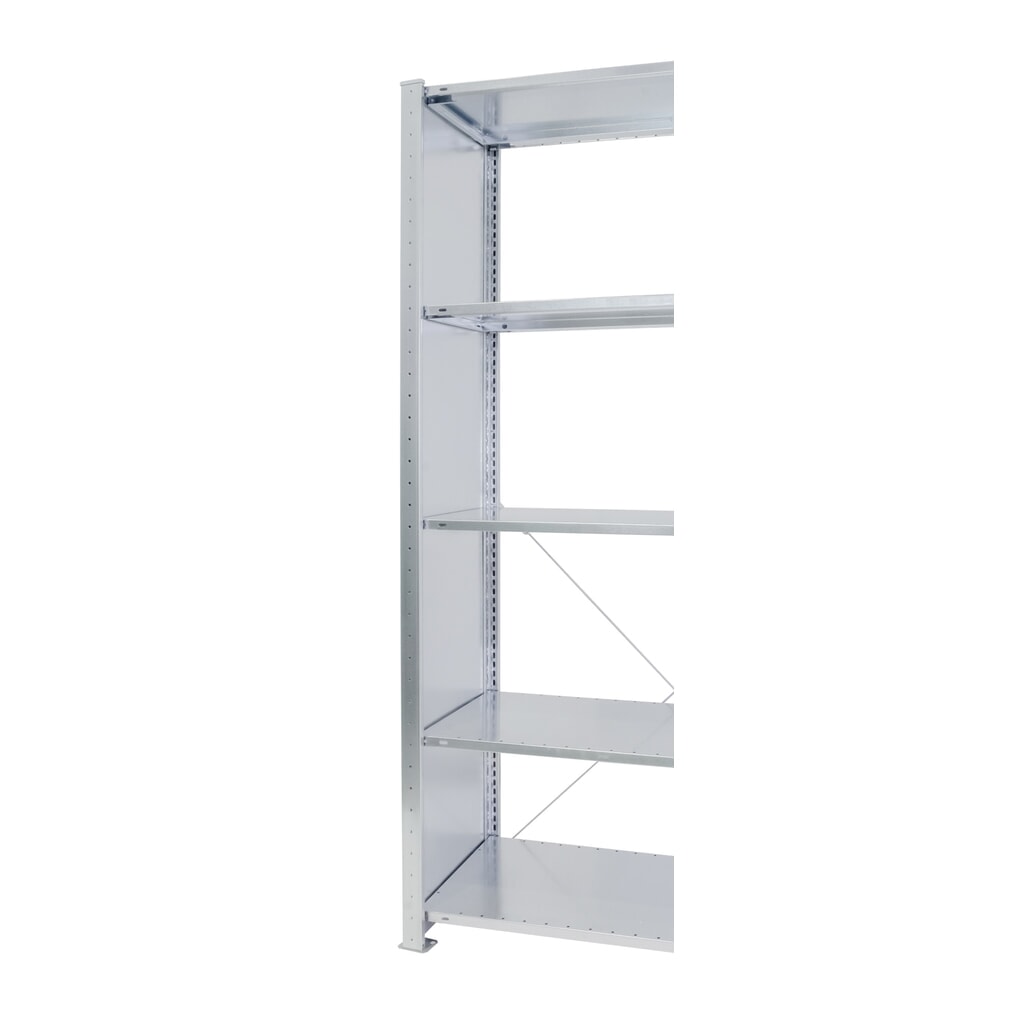 T-Profil-Vollblechrahmen MULTIplus für SCHULTE Fachbodenregal, verzinkt, vormontiert, HxT 2.500 x 300 mm Produktabbildung Nr. 2: T-Profil-Vollblechrahmen MULTIplus für SCHULTE Fachbodenregal, verzinkt, vormontiert, HxT 2.500 x 300 mm