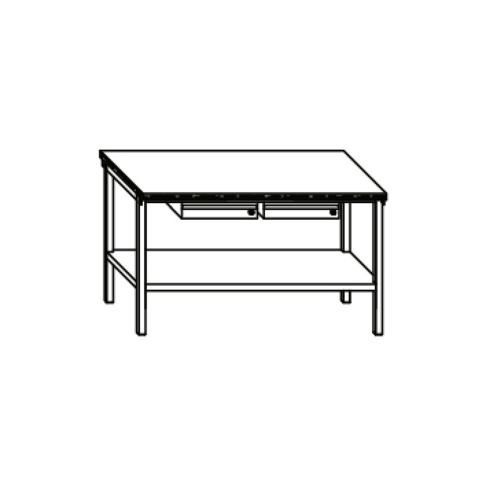 N° de l'image du produit 7 : Table d’établi PAVOY avec 2 tiroirs + tablette, H x l x P 900 x 1 500 x 700 mm, gris clair, gris clair