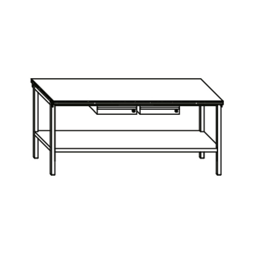 N° de l'image du produit 5 : Table d’établi PAVOY avec 2 tiroirs + tablette, H x l x P 900 x 2 000 x 700 mm, gris clair, gris clair