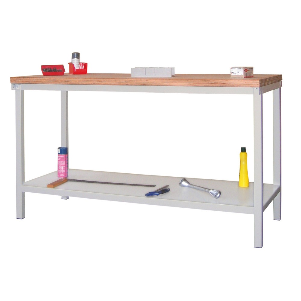 Illustration du produit: Table d’établi PAVOY avec tablette, H x l x P 900 x 1 500 x 700 mm, gris anthracite