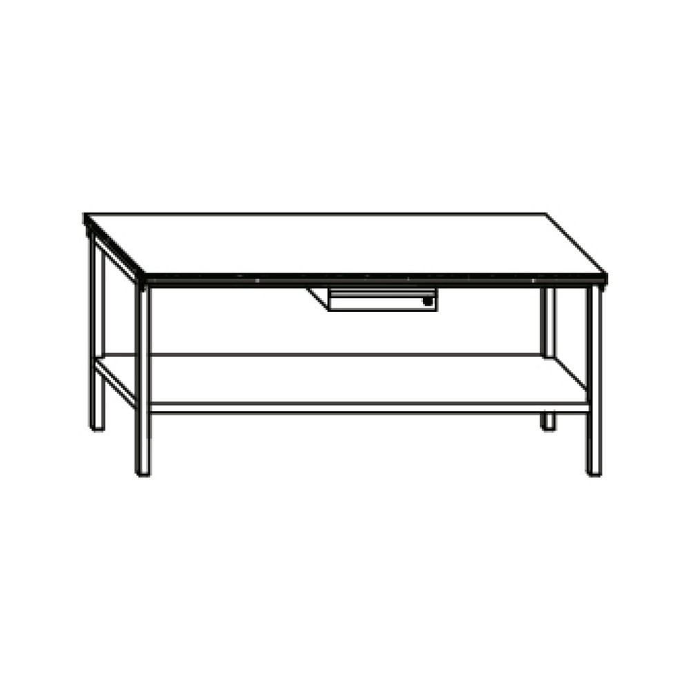 N° de l'image du produit 5 : Table d’établi PAVOY avec tiroir + tablette, H x l x P 900 x 2 000 x 700 mm, bleu gentiane, vert réséda
