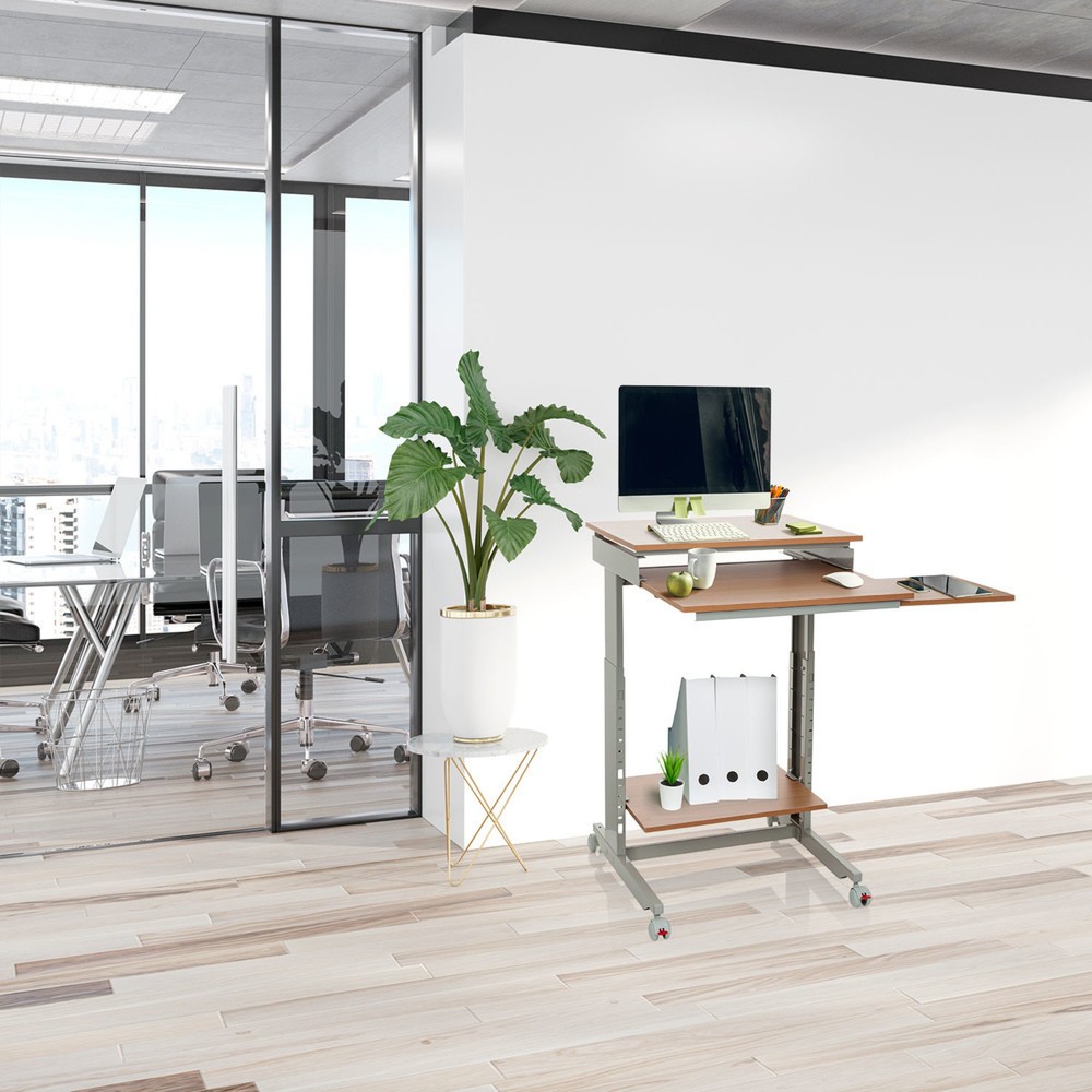 N° de l'image du produit 3 : Table d'ordinateur / bureau hjh OFFICE WORKSTATION, gris / hêtre