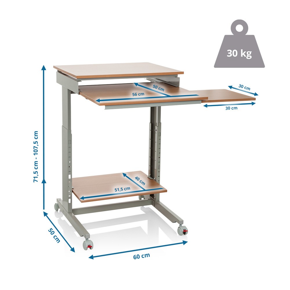 N° de l'image du produit 5 : Table d'ordinateur / bureau hjh OFFICE WORKSTATION, gris / hêtre