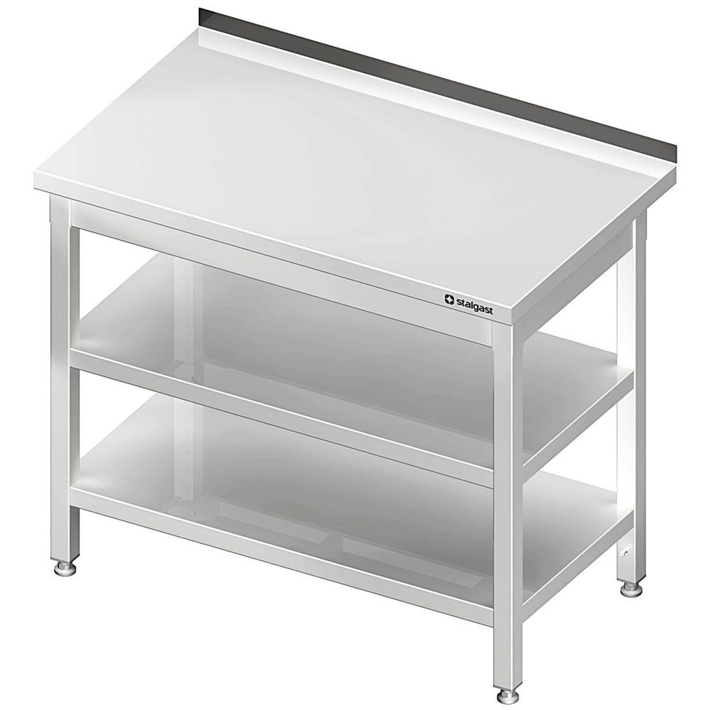 Illustration du produit: Table de travail Stalgast avec fond de base et plateau intermédiaire, 400 x 600 x 850 mm, avec rebord, soudée