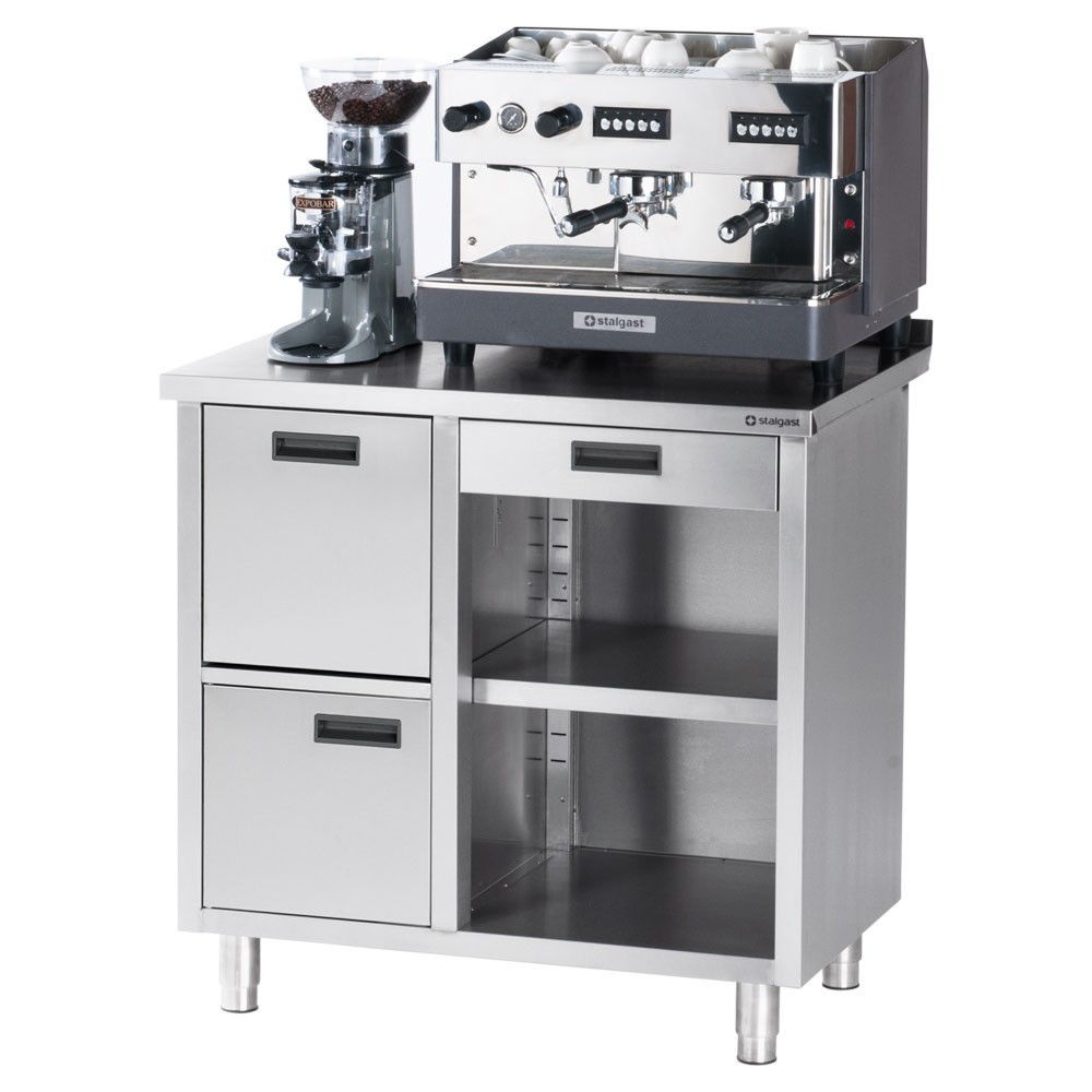N° de l'image du produit 2 : Table de travail Stalgast pour machine à café, avec rebord, 1 000 x 700 x 1 000 mm (L x P x H)