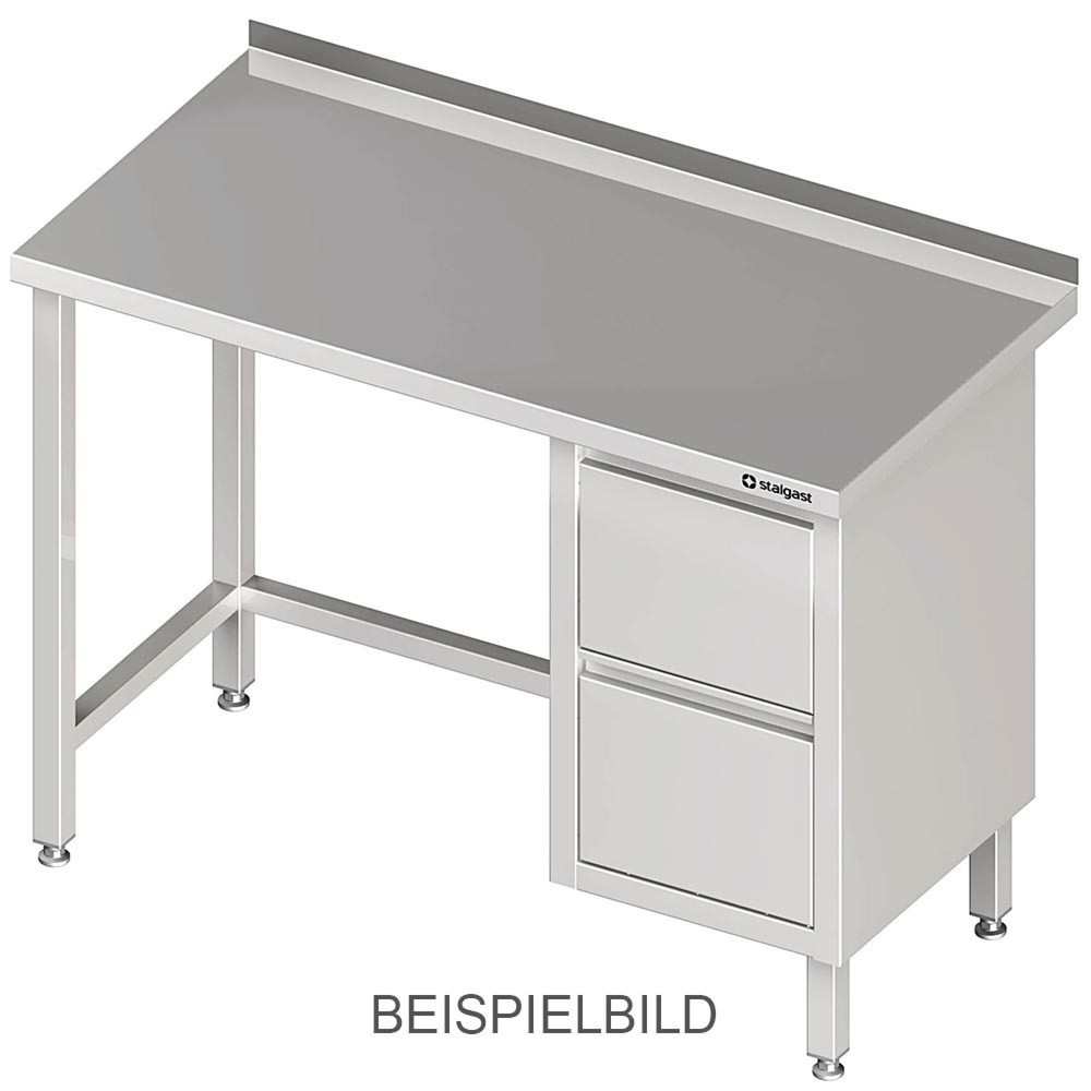 Illustration du produit: Table de travail Stalgast sans fond, 800x600x850 mm, avec bloc 2 tiroirs à gauche, avec rebord, soudé