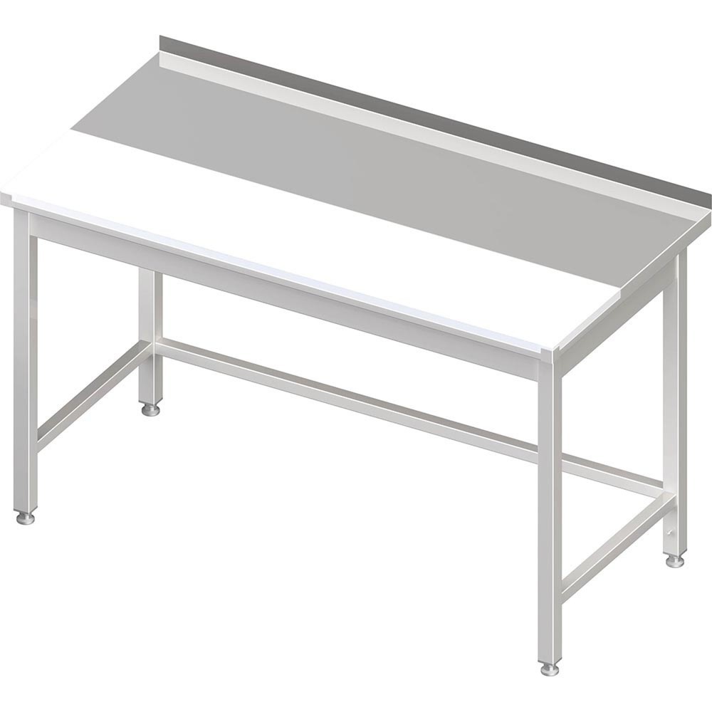Illustration du produit: Table de travail Stalgast sans fond, 800 x 600 x 850 mm, avec plaque de découpe en PE encastrée, avec rebord, soudée