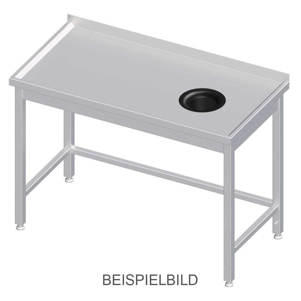 Illustration du produit: Table de travail Stalgast sans fond, 800x600x850 mm, avec trappe à déchets, sans rebord, soudée