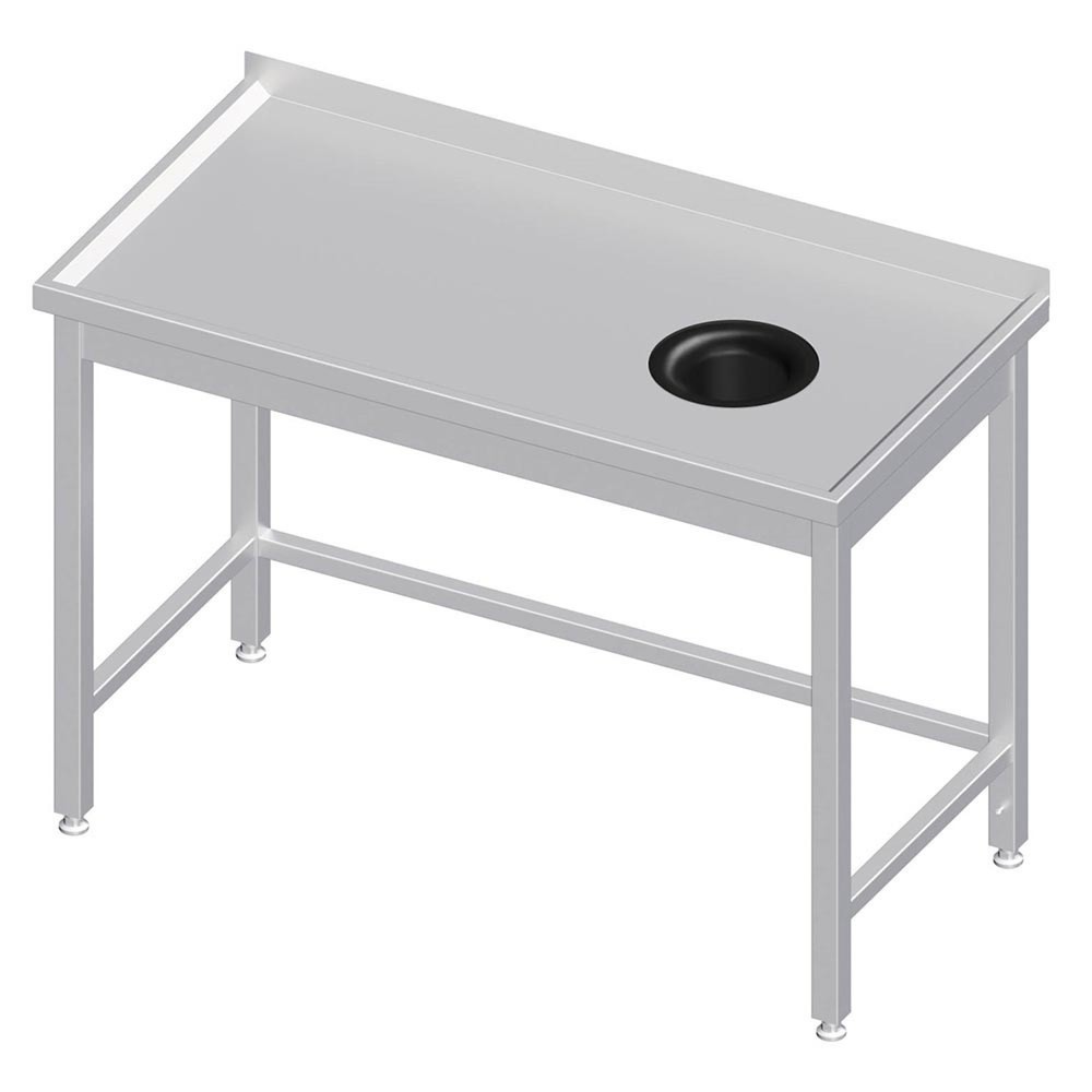 Illustration du produit: Table de travail Stalgast sans fond, 800x600x850 mm, avec trappe à déchets, avec rebord, soudée