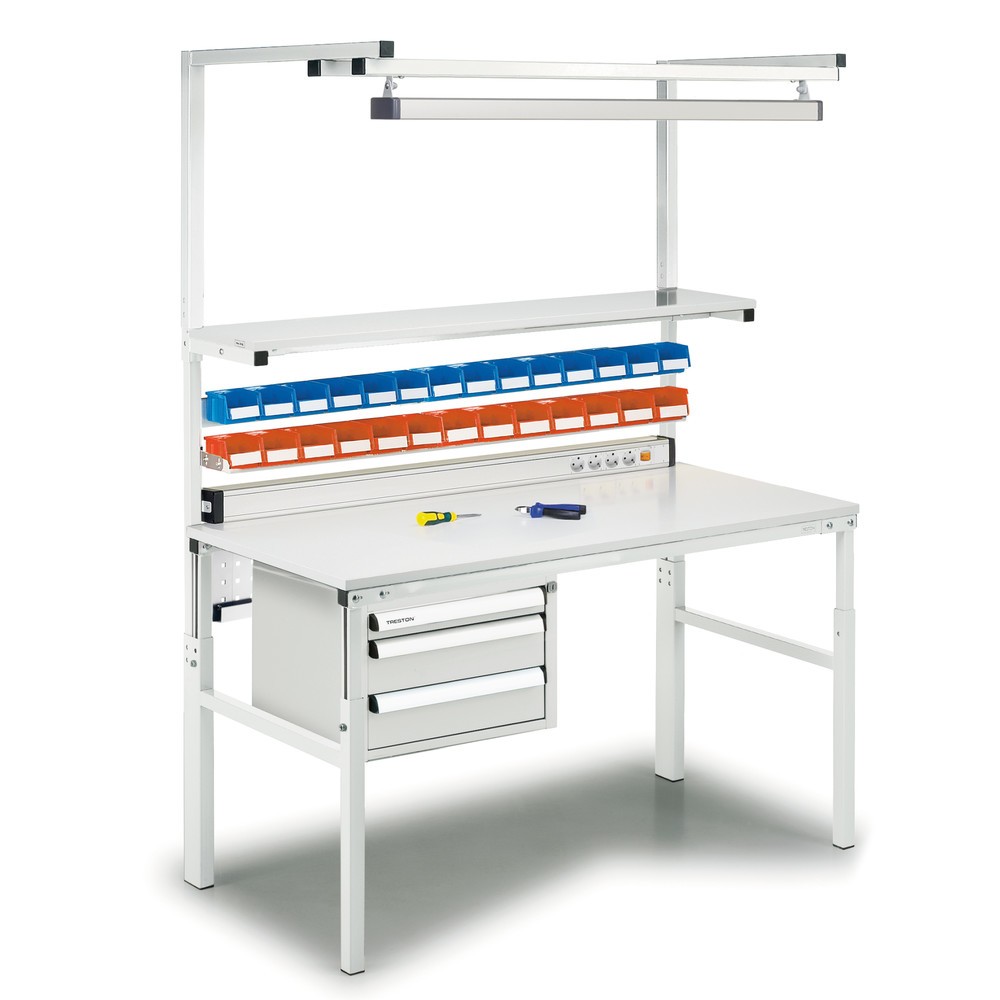 N° de l'image du produit 8 : Table de travail TRESTON TPH avec étagère, ESD, réglable en hauteur manuellement, lxP 1 200 x 700 mm