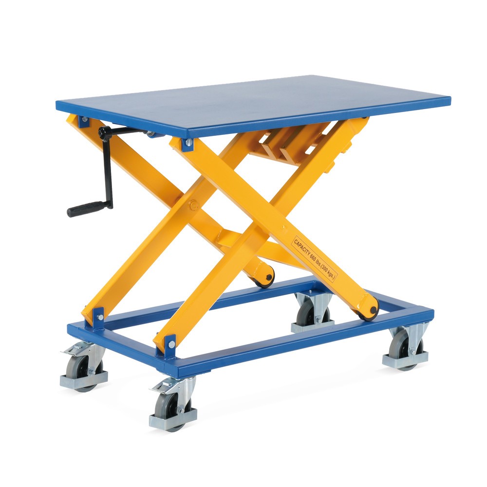N° de l'image du produit 2 : Table élévatrice à ciseaux avec manivelle, TK 300 kg, plate-forme de 950 x 600 mm