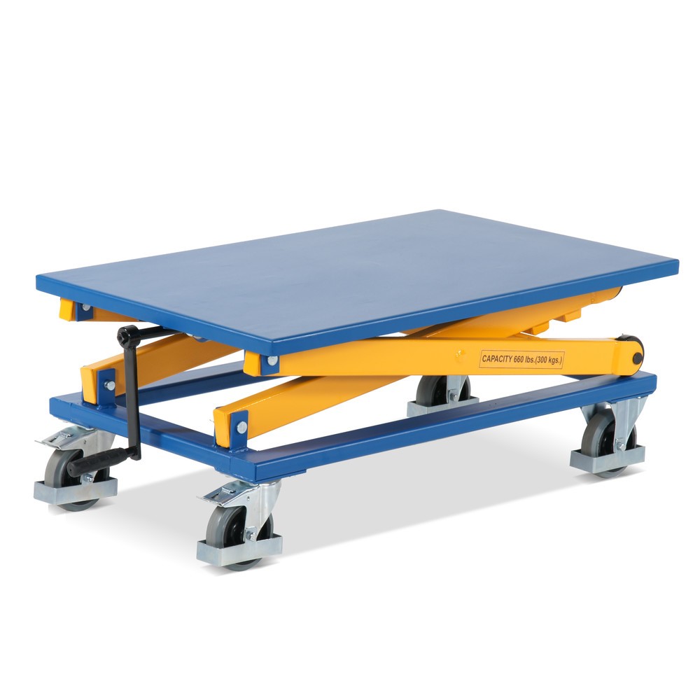N° de l'image du produit 3 : Table élévatrice à ciseaux avec manivelle, TK 300 kg, plate-forme de 950 x 600 mm