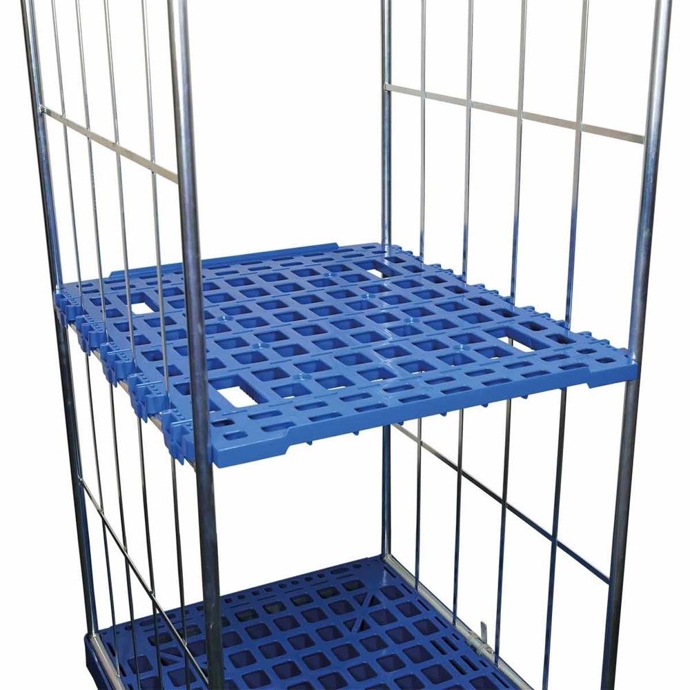 Illustration du produit: Tablette intermédiaire en HDPE pour conteneur à roulettes Classic à 2 côtés, l x P 710 x 810 mm, bleu gentiane