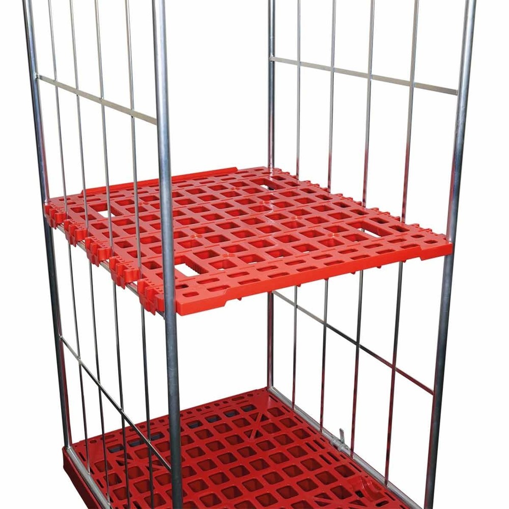 Illustration du produit: Tablette intermédiaire en HDPE pour conteneur à roulettes Classic à 2 côtés, l x P 710 x 810 mm, rouge feu