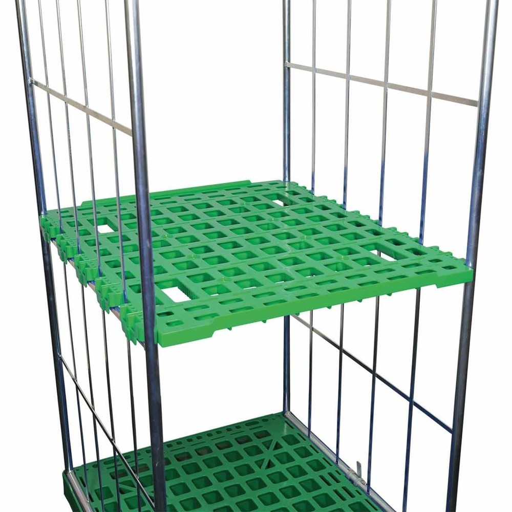Illustration du produit: Tablette intermédiaire en HDPE pour conteneur à roulettes Classic à 2 côtés, l x P 710 x 810 mm, vert signalisation