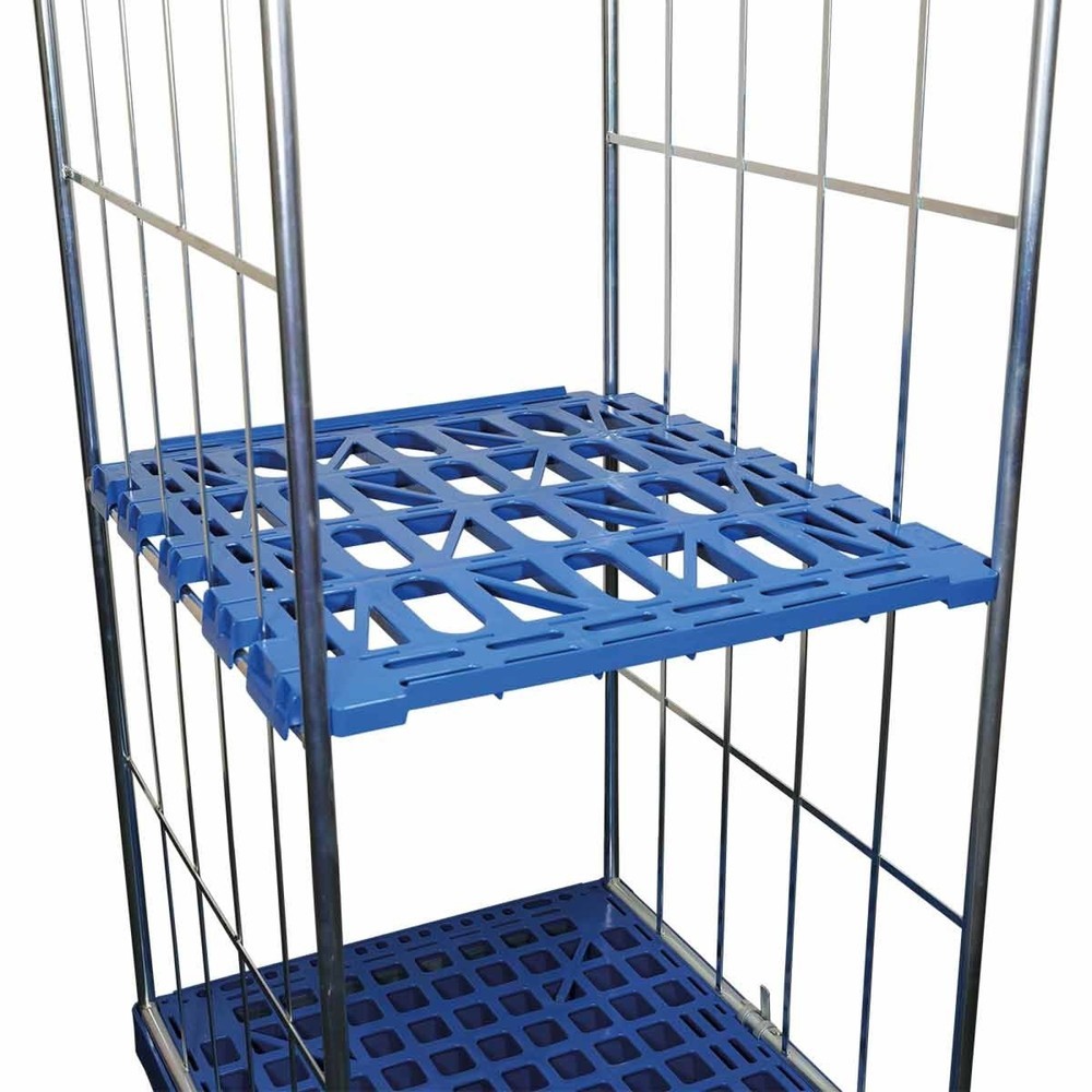 Illustration du produit: Tablette intermédiaire en HDPE pour conteneur à roulettes Classic à 3 côtés, l x P 710 x 760 mm, bleu gentiane