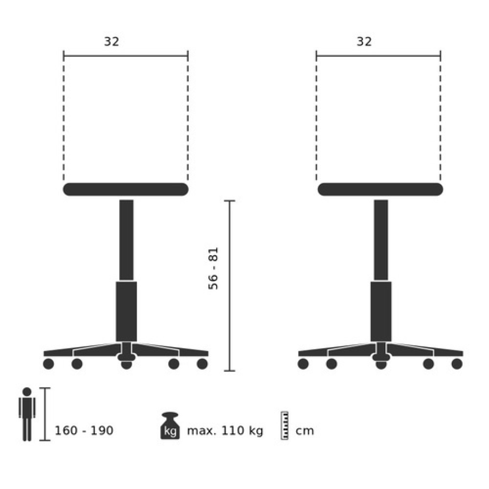 N° de l'image du produit 11 : Tabouret assis-debout / siège assis-debout hjh OFFICE BALANCE SIT III W tissu, blanc/gris
