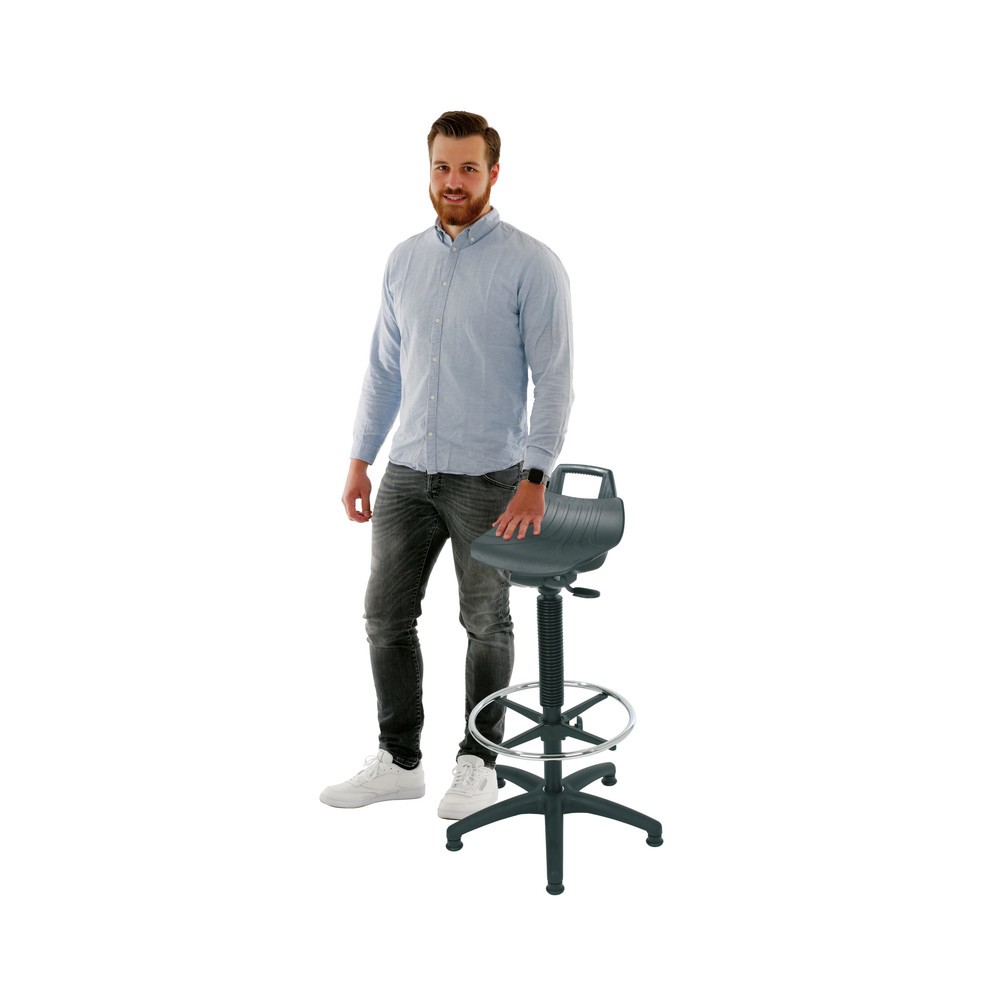 N° de l'image du produit 2 : Tabouret HEMMDAL Premium, assise en PP, hauteur d'assise 630-890 mm, patins, anneau repose-pied