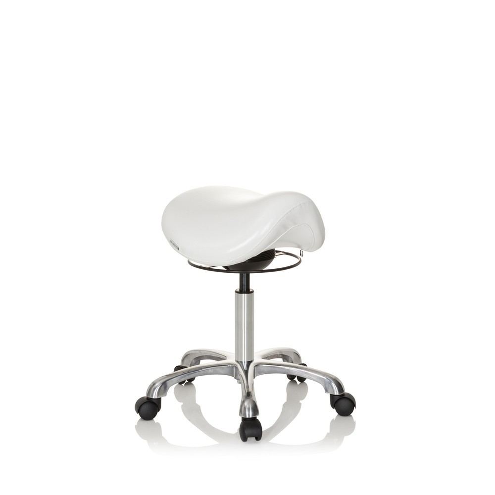 N° de l'image du produit 3 : hjh OFFICE tabouret ergonomique / tabouret-selle ORTHO SIT PU similicuir, blanc