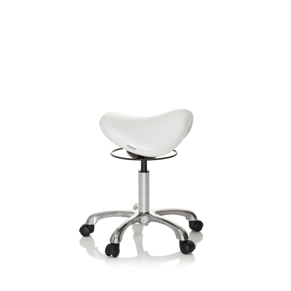 N° de l'image du produit 4 : hjh OFFICE tabouret ergonomique / tabouret-selle ORTHO SIT PU similicuir, blanc