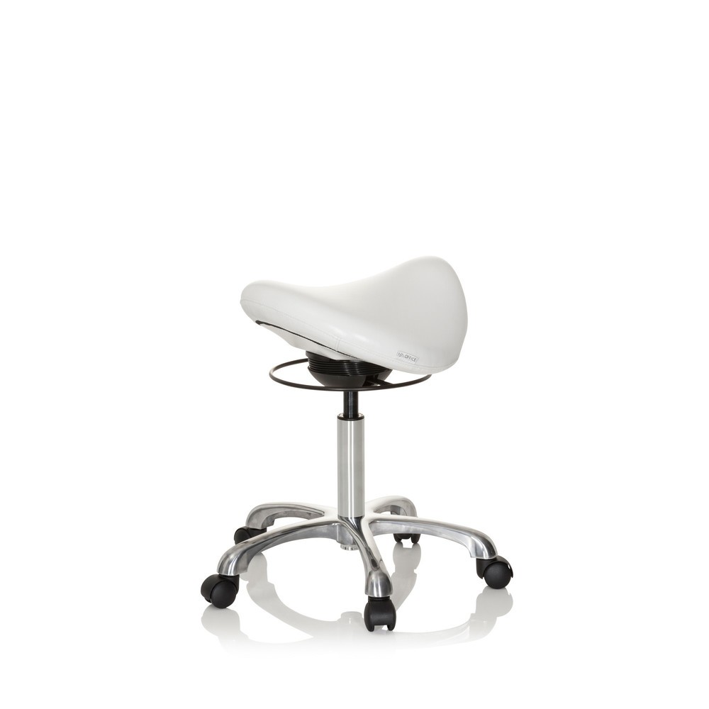 N° de l'image du produit 5 : hjh OFFICE tabouret ergonomique / tabouret-selle ORTHO SIT PU similicuir, blanc