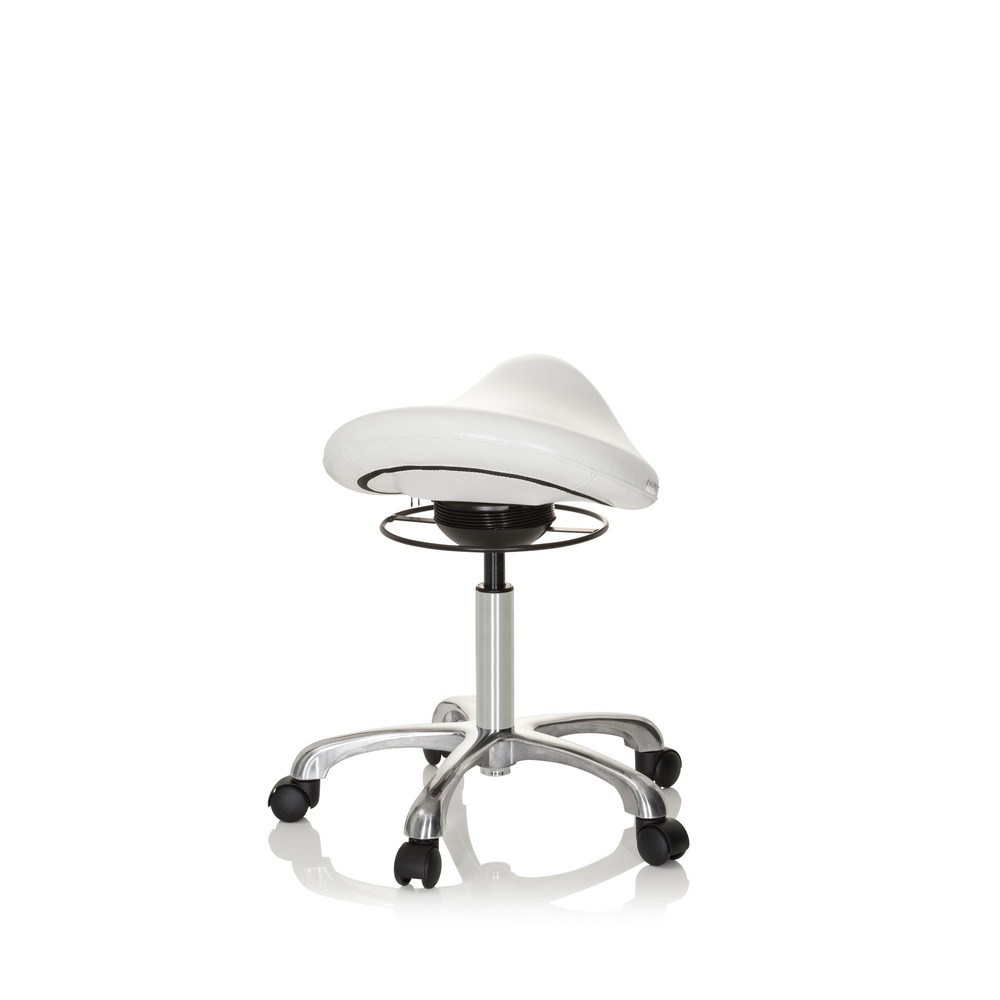 N° de l'image du produit 6 : hjh OFFICE tabouret ergonomique / tabouret-selle ORTHO SIT PU similicuir, blanc