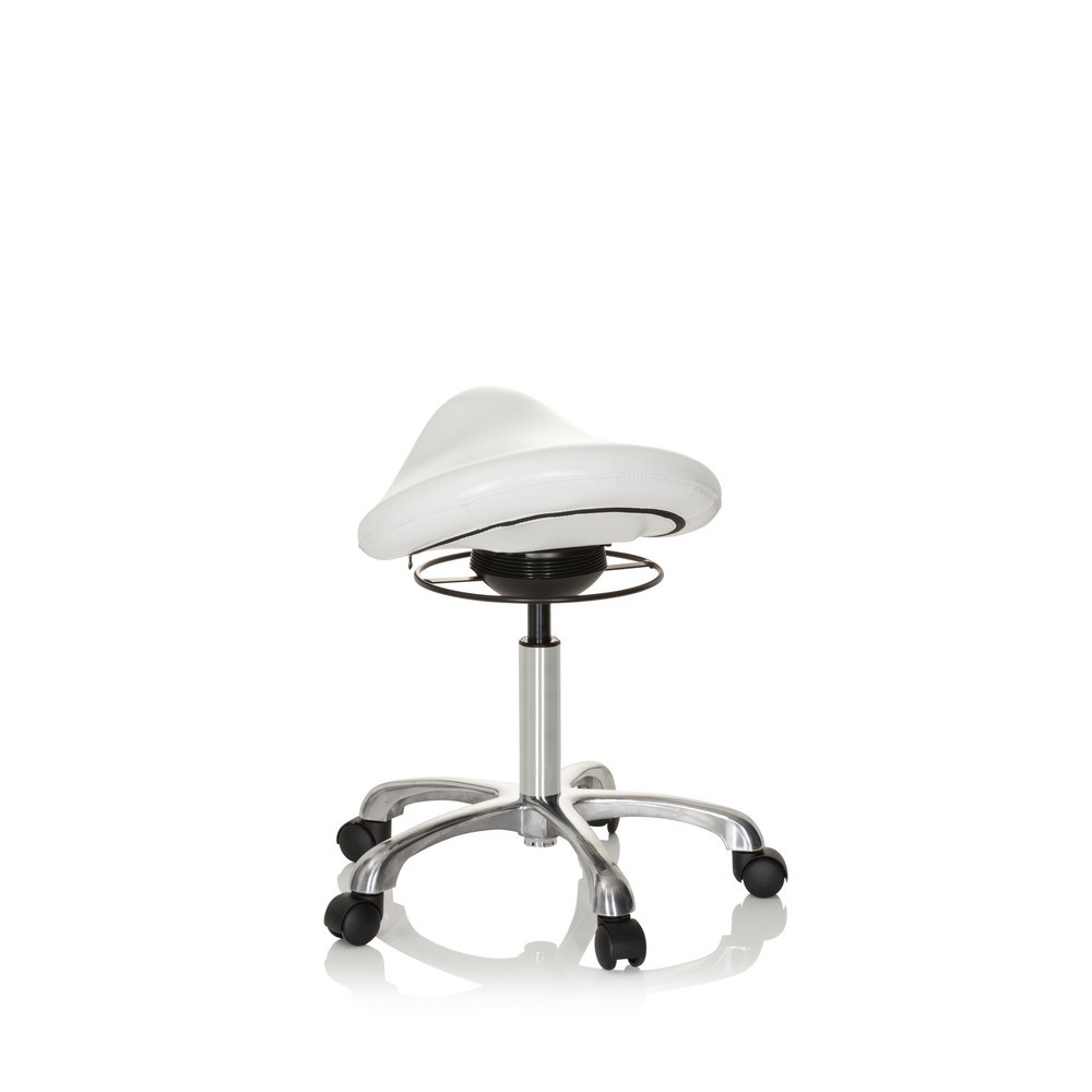 N° de l'image du produit 7 : hjh OFFICE tabouret ergonomique / tabouret-selle ORTHO SIT PU similicuir, blanc