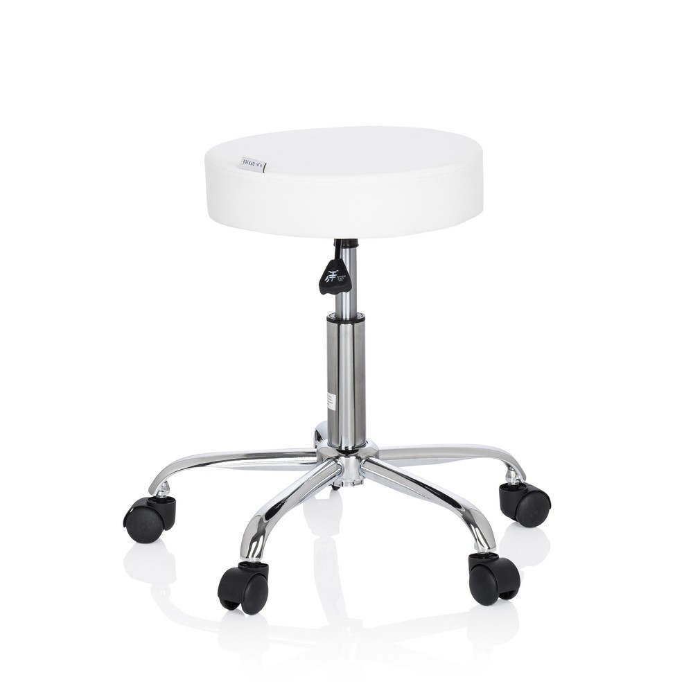 N° de l'image du produit 3 : Tabouret ergonomique / tabouret pivotant hjh OFFICE OPERATOR II similicuir, blanc