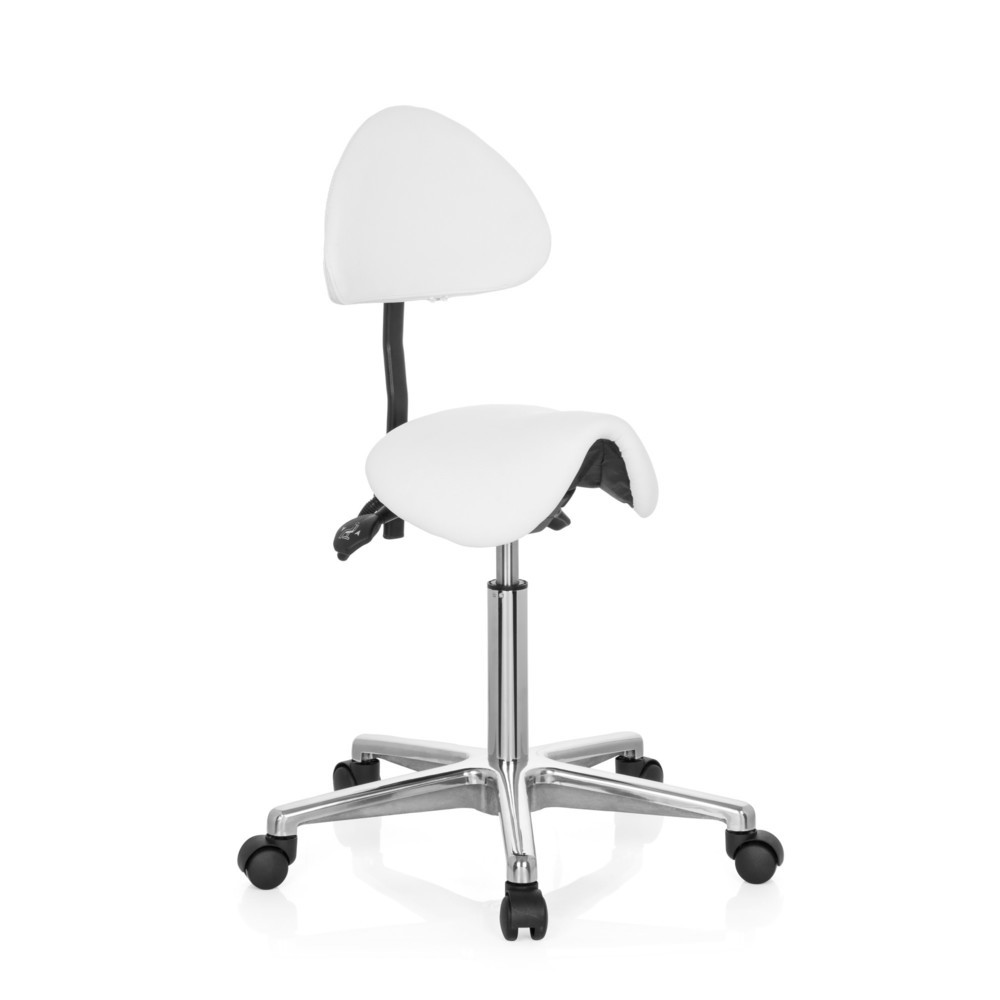 N° de l'image du produit 3 : Tabouret ergonomique / tabouret pivotant hjh OFFICE TOP WORK 20 similicuir, blanc