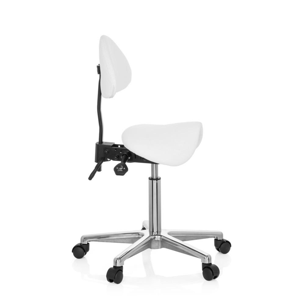 N° de l'image du produit 4 : Tabouret ergonomique / tabouret pivotant hjh OFFICE TOP WORK 20 similicuir, blanc
